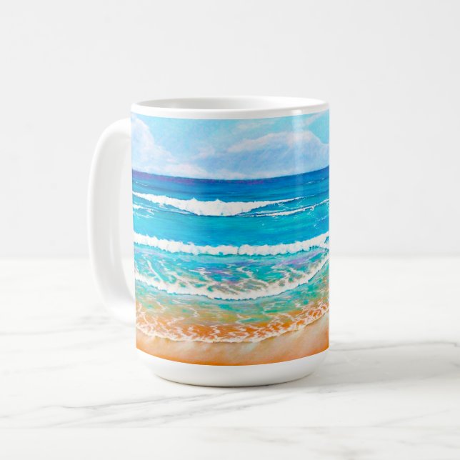 Taza De Café Verano de pintura de la playa azul australiana (Anverso izquierdo)