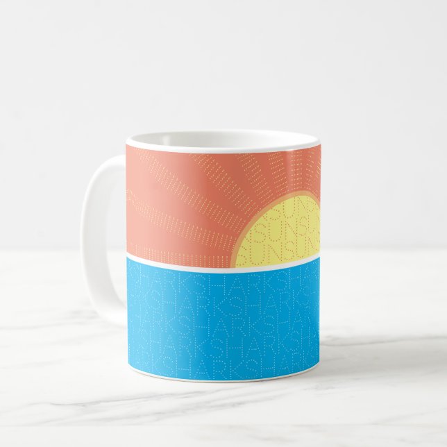 Taza De Café Verano divertido de sol y tiburones (Anverso izquierdo)