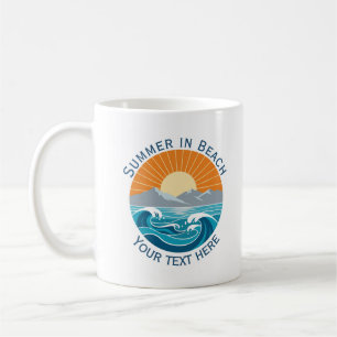 Taza De Café Verano en la playa Amantes de la costa retro atard