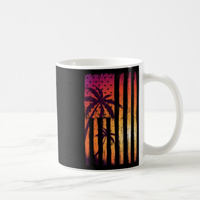 Taza De Café Verano Plátanos de verano Bandera estadounidense P (Derecha)