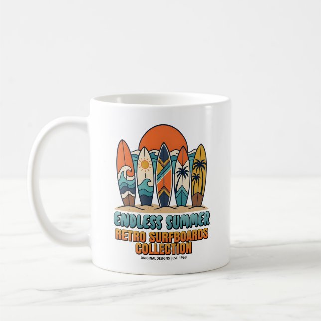 Taza De Café Verano sin Fin Retro Tablas de Surf Playa (Izquierda)