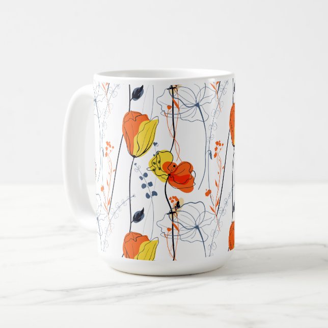Taza De Café Verano tropical | Hermoso diseño de floraciones am (Anverso izquierdo)