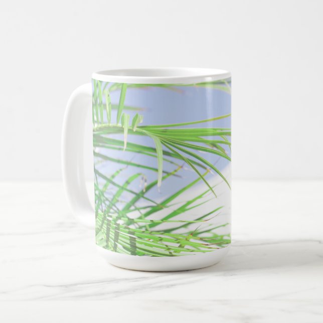 Taza De Café Verano Vibes Palm Tree deja Pastel verde pálido (Anverso izquierdo)