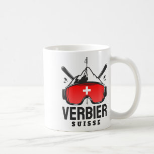 Taza De Café Verbier Suiza Estación de Esquí Esquí Retro