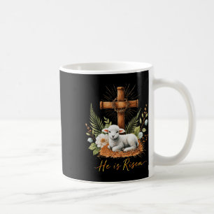 Taza De Café Verdadera Pascua Él Resucitó Cordero Corona De Esp