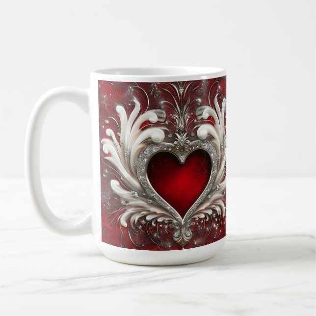 Taza De Café Verdadero corazón de San Valentín en el café (Izquierda)
