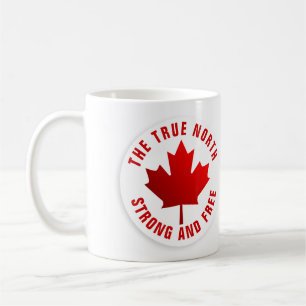 Taza De Café Verdadero Norte Fuerte y Libre Hoja de Arce Roja