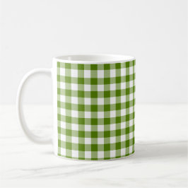 Taza De Café Verde Aguacate Cuadros Gingham Color Retro