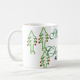 Taza De Café Verde árbol de navidad rojo cereza alegría Navidad