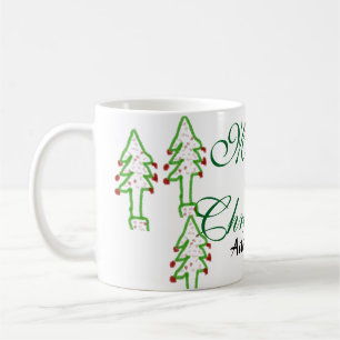 Taza De Café Verde árbol de navidad rojo cereza alegría Navidad