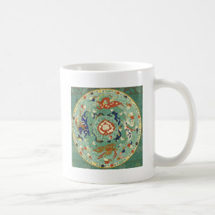 Taza De Café Verde azul del circulo chino antiguo