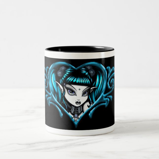 Taza de café verde azulada del estilo del tatuaje (Centro)