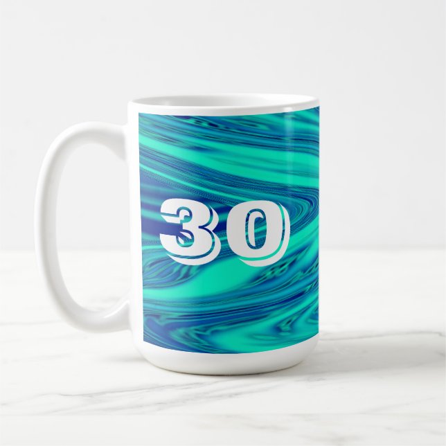 Taza De Café Verde azuladas olas azules resumen regalo Personal (Izquierda)