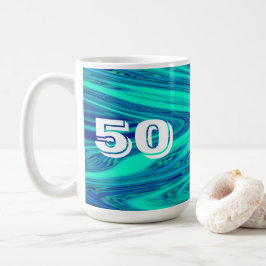 Taza De Café Verde azuladas olas azules resumen regalo Personal