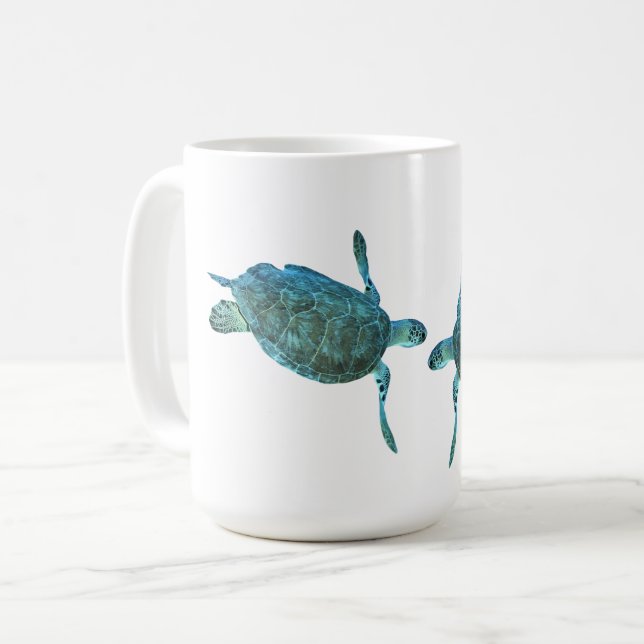 Taza De Café Verde azuladas tortugas de mar azul Océano elegant (Anverso izquierdo)