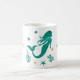Taza De Café Verde azuladas vibraciones de Mermaid