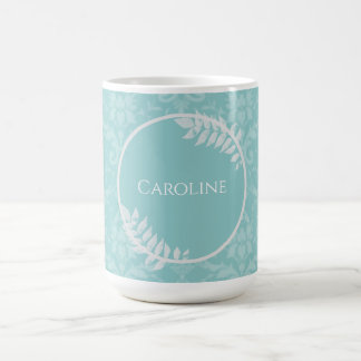 Taza De Café Verde azulado elegante Damask Personalizado Café M