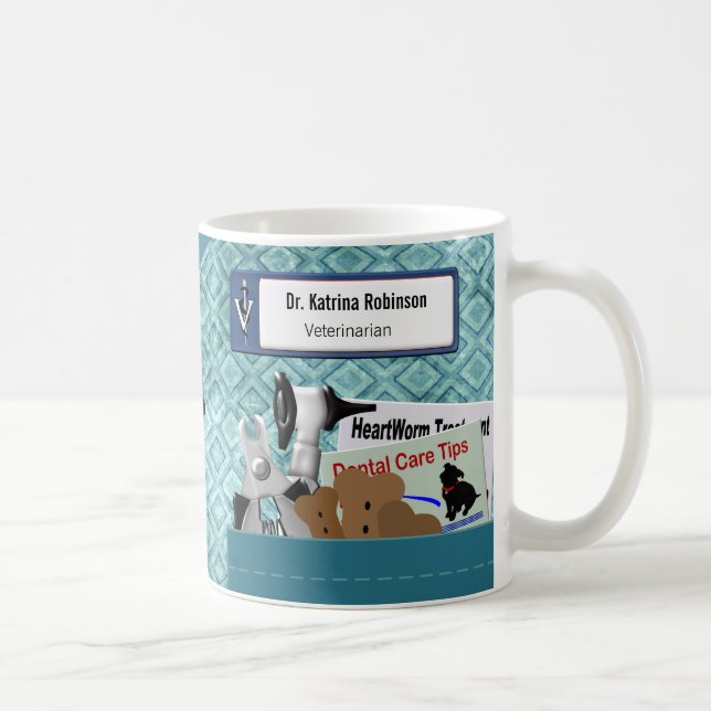 Taza De Café Verde azulados crudos profesionales veterinarios p (Derecha)