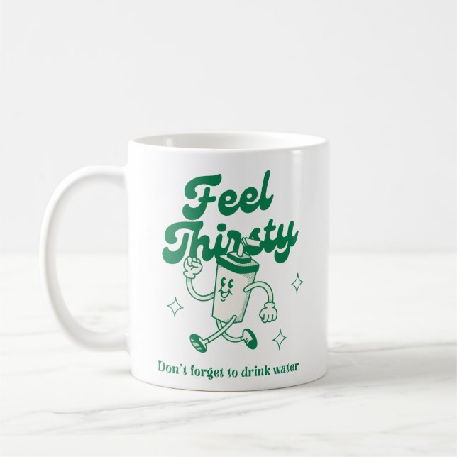 Taza De Café Verde beige lindo ilustracion de texto divertido (Izquierda)