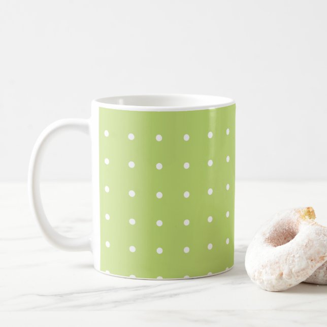 Taza De Café Verde De Cabaña Con Mug De Puntos Blancos (Con donut)
