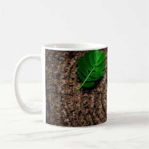 Taza De Café Verde de trozo de hoja abstracta