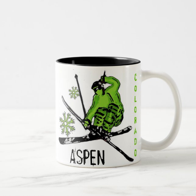 Taza de café verde del esquiador del tema de Aspen (Derecha)