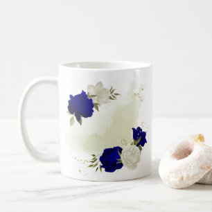 Taza De Café verde floral azul real