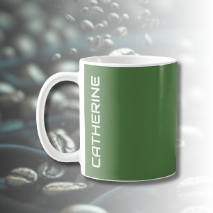 Taza De Café Verde Helecho Color Sólido Personalizado 