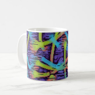 Taza De Café Verde lima, aguamarina y diseño abstracto púrpura