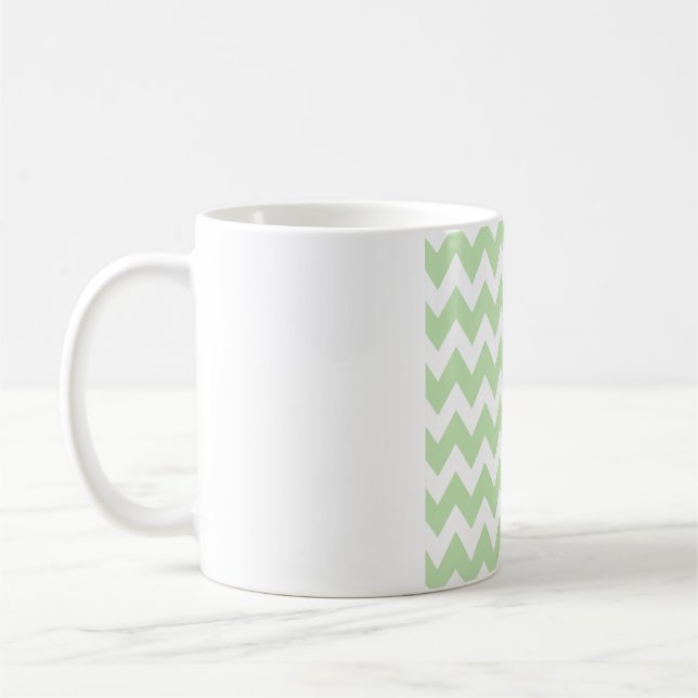 Taza De Café Verde Menta Suave Chevron – Zigzag Blanco Limpio (Izquierda)
