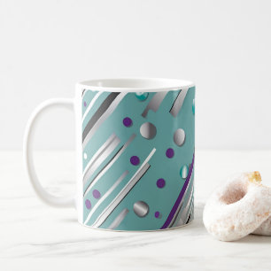 Taza De Café Verde menta y raya de lunares púrpura