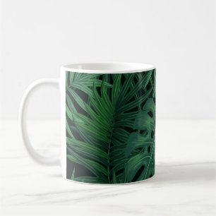 Taza De Café Verde Noche tropical: Patrón vegetal exótico