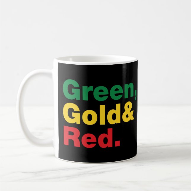 Taza De Café Verde, Oro y Rojo. (Izquierda)