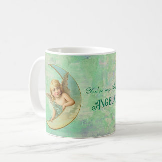 Taza De Café Verde Personalizado del Ángel Celestial