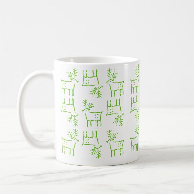 Taza De Café Verde reno de Navidades hábiles (Izquierda)