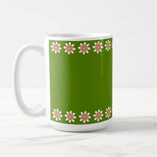 Taza De Café Verde retro de borde de flor mínimo aguacate