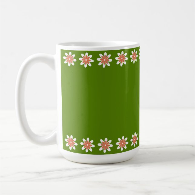 Taza De Café Verde retro de borde de flor mínimo aguacate (Izquierda)