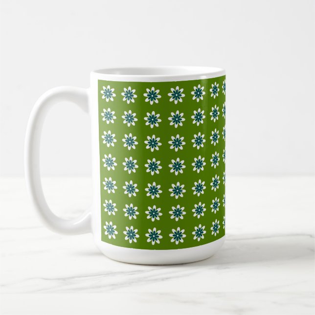 Taza De Café Verde retro de flor mínimo aguacate (Izquierda)