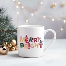 Verde Rojo Alegre y Navidades brillantes Café Mug