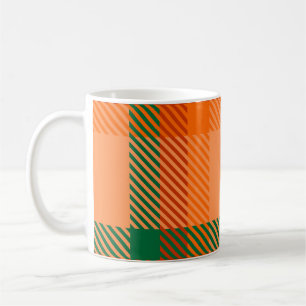 Taza De Café Verde, rojo, Naranja y escocés Tartán
