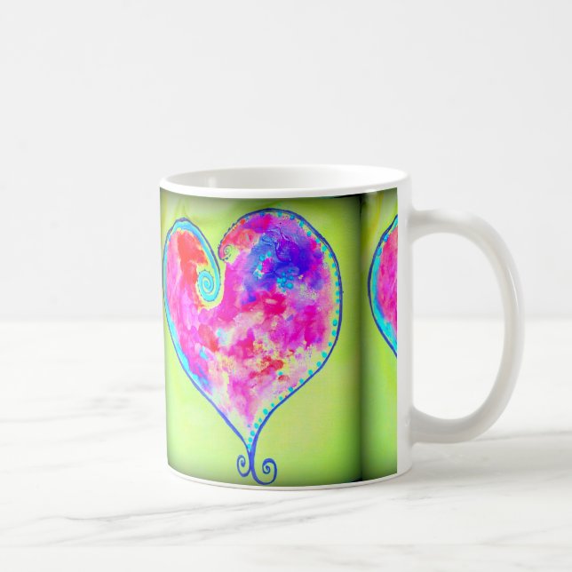 Taza De Café verde rosa de corazón giratorio (Derecha)