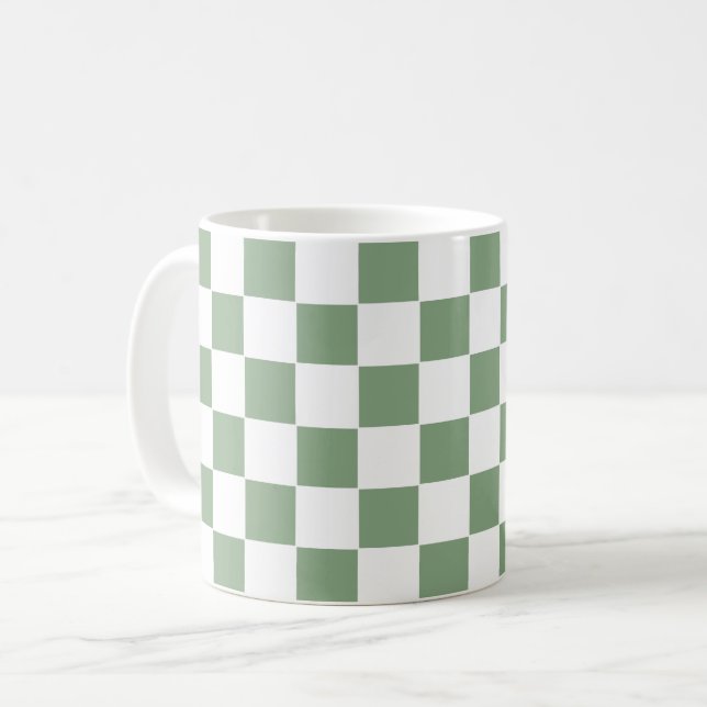Taza De Café Verde sabio y blanco (Anverso izquierdo)