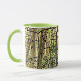 Taza de café verde violeta de madera de álamo de v