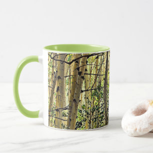 Taza de café verde violeta de madera de álamo de v