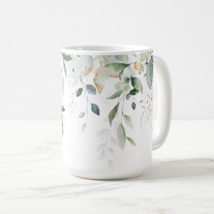 Taza De Café Verdor botánico con acentos dorados