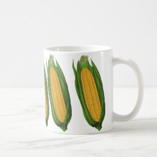 Taza De Café Verduras de comida antigua; maíz amarillo en la ma
