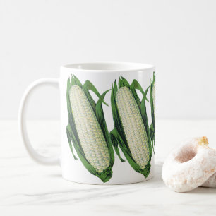 Taza De Café Verduras de comida vintage Maíz blanco en la mazor