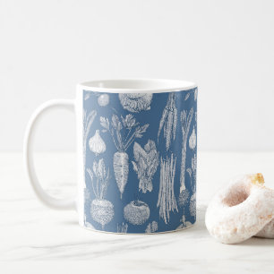 Taza De Café verduras de mercado del agricultor denim cobalto