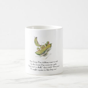 Taza De Café Verduras lindas de los niños del guisante verde