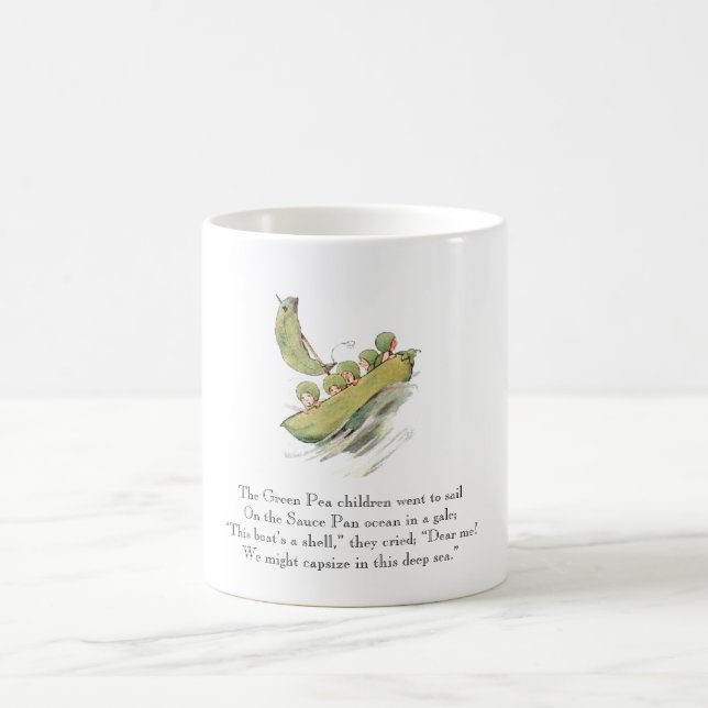 Taza De Café Verduras lindas de los niños del guisante verde (Centro)